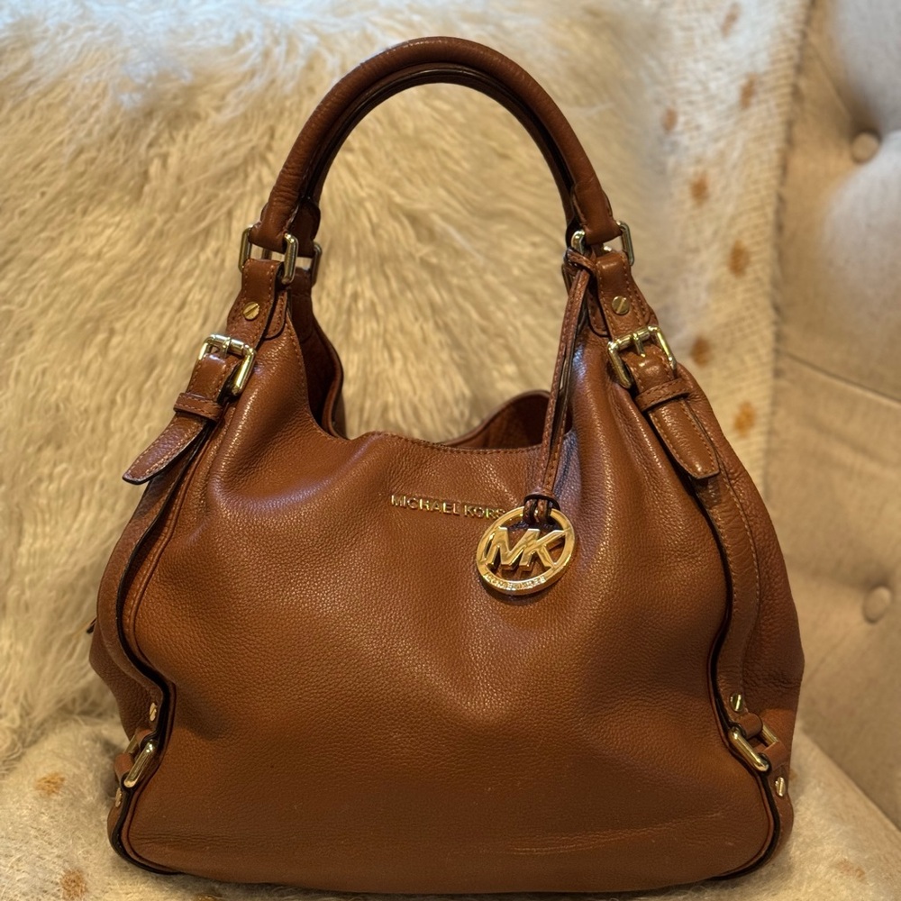 Michael Kors Bedford Tan Leather Hobo Shoulder Bag